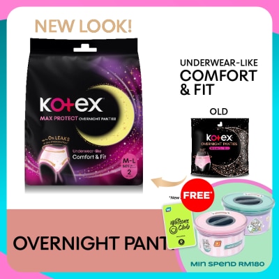 KOTEX Overnight Panties M-L (2s) - Period Panties with 360⁰ Anti-Leakage Protection Disposable