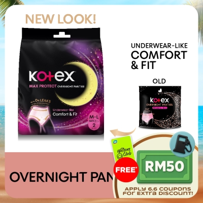 KOTEX - Overnight Panties M-L (2s) - Period Panties with 360⁰ Anti-Leakage Protection Disposable