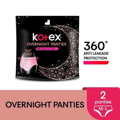 KOTEX Overnight Panties M-L (2s) - Period Panties with 360⁰ Anti-Leakage Protection Disposable