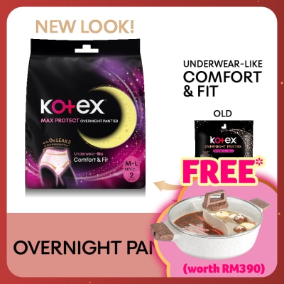 KOTEX Overnight Panties M-L (2s) - Period Panties with 360⁰ Anti-Leakage Protection Disposable
