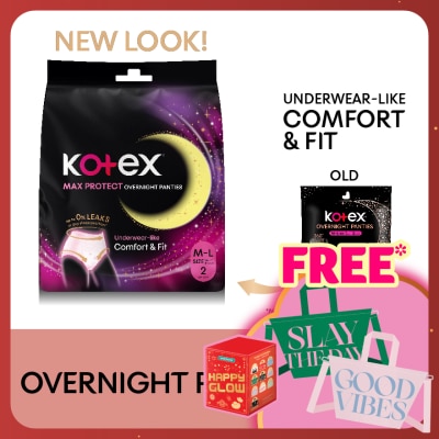 KOTEX Overnight Panties M-L (2s) - Period Panties with 360⁰ Anti-Leakage Protection Disposable
