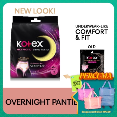 KOTEX Overnight Panties M-L (2s) - Period Panties with 360⁰ Anti-Leakage Protection Disposable