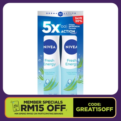 NIVEA Deodorant Energy Fresh Spray Twin Pack 2x150ml