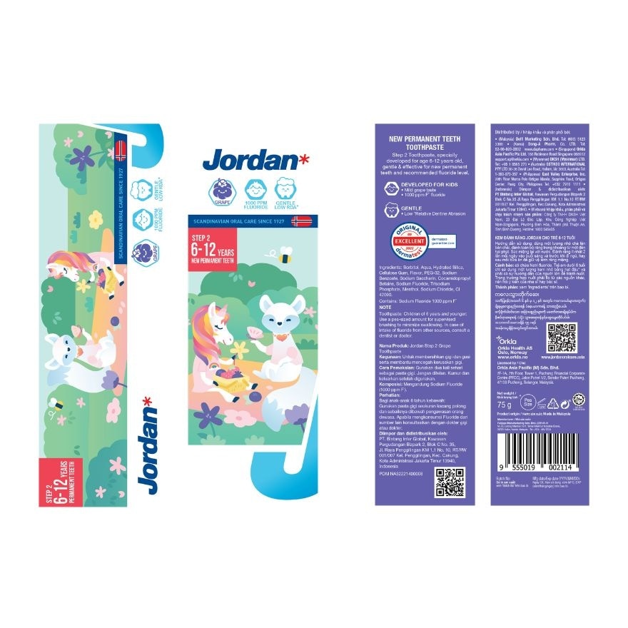 Kids Step 2 6-12 Years Toothpaste Grape 75g