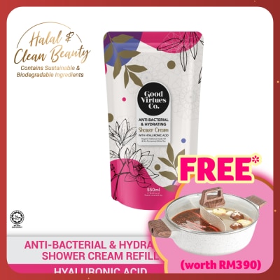 GOOD VIRTUES CO Anti-Bacterial & Hydrating Shower Cream With Hyaluronic Acid (Refill Pack) 550ml