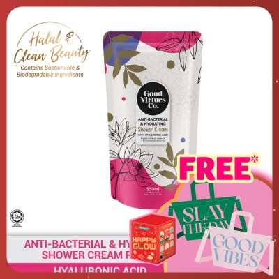 GOOD VIRTUES CO Anti-Bacterial & Hydrating Shower Cream With Hyaluronic Acid (Refill Pack) 550ml