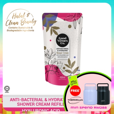 GOOD VIRTUES CO - Anti-Bacterial & Hydrating Shower Cream With Hyaluronic Acid (Refill Pack) 550ml