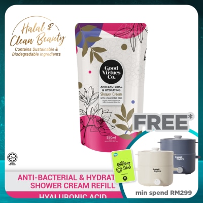 GOOD VIRTUES CO Anti-Bacterial & Hydrating Shower Cream With Hyaluronic Acid (Refill Pack) 550ml