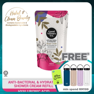 GOOD VIRTUES CO Anti-Bacterial & Hydrating Shower Cream With Hyaluronic Acid (Refill Pack) 550ml