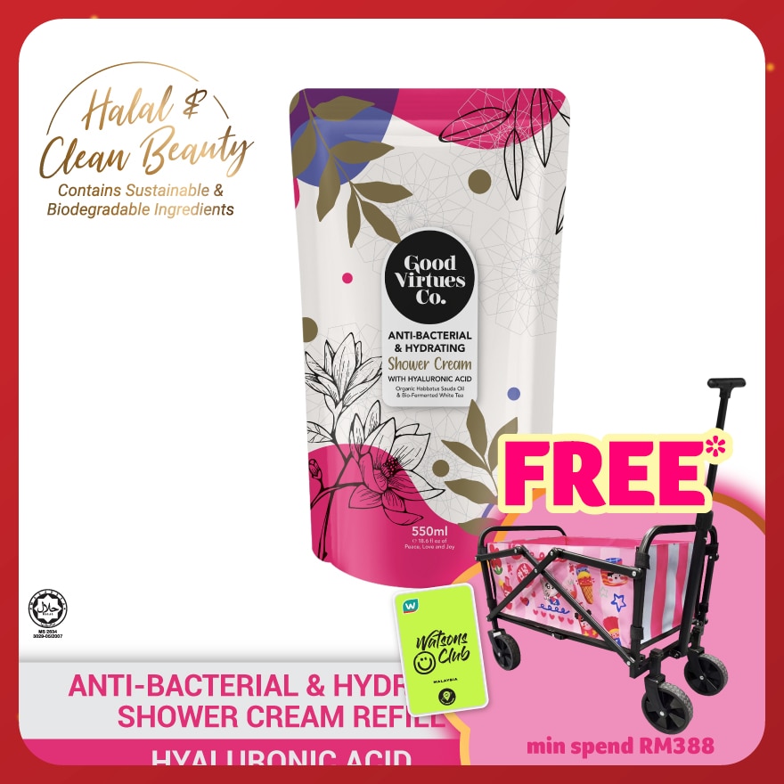 Anti-Bacterial & Hydrating Shower Cream With Hyaluronic Acid (Refill Pack) 550ml