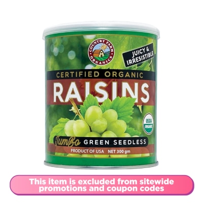 COUNTRY FARM Organic Green Seedless Raisins 300g