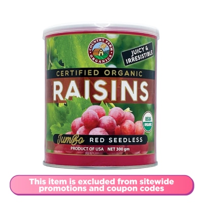 COUNTRY FARM Organic Red Seedless Raisins 300g