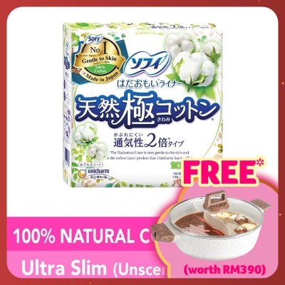 SOFY Hadaomoi Pantyliner 100% Natural Cotton 54s