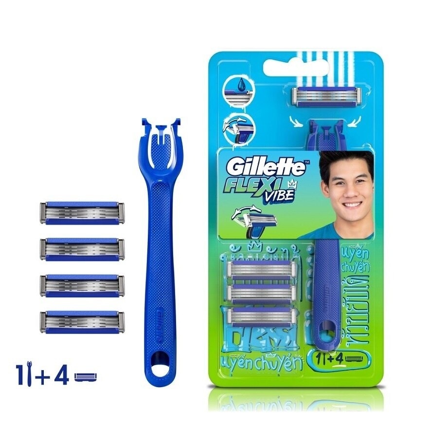 Flexi Vibe 1 Razor Handle + 4 Blade Refills