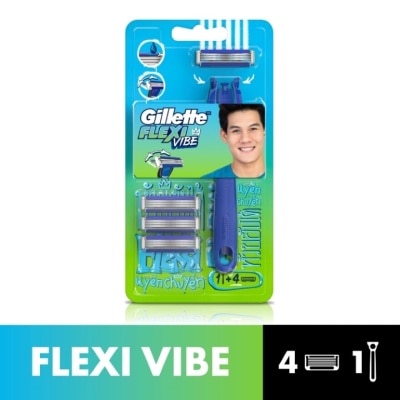 GILLETTE Flexi Vibe 1 Razor Handle + 4 Blade Refills