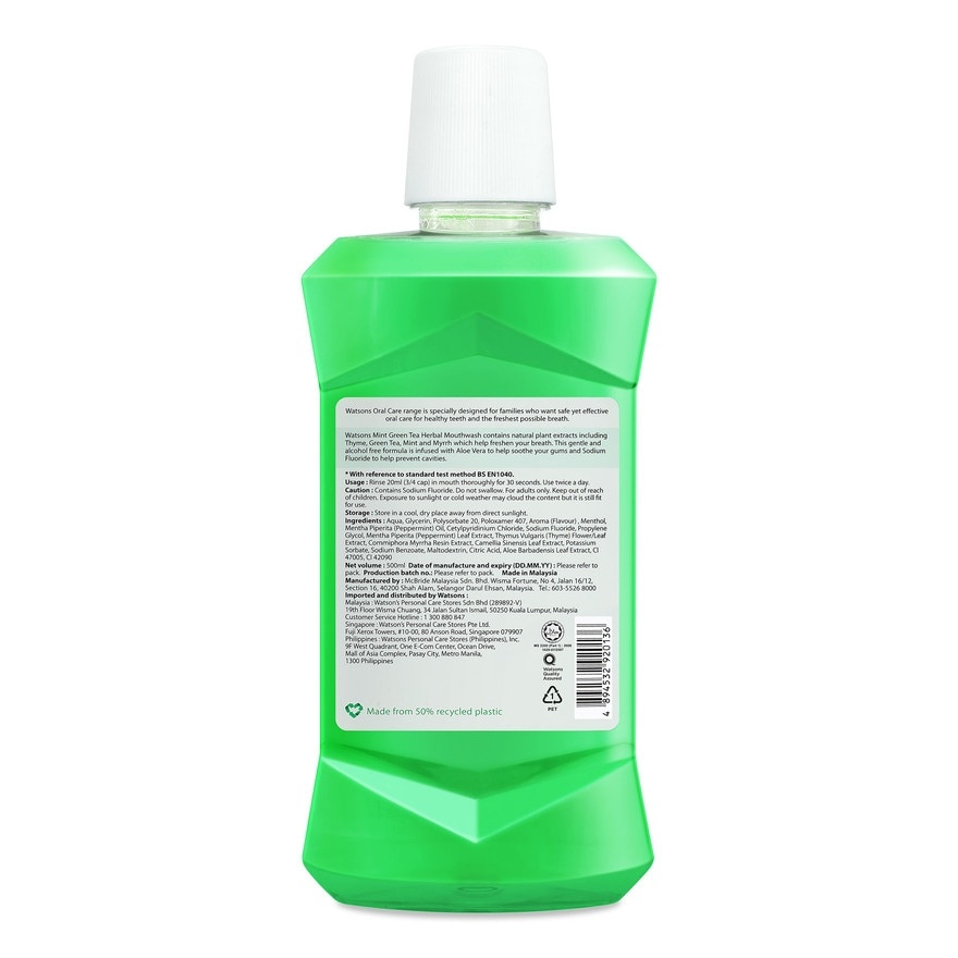 Mint Greentea Herbal Mouthwash 500ml