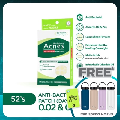 MENTHOLATUM ACNES Anti-Bacterial Day & Night Calendula Patch 52's