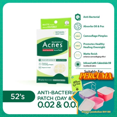 MENTHOLATUM ACNES - Anti-Bacterial Day & Night Calendula Patch 52's