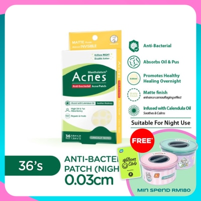 MENTHOLATUM ACNES Anti-Bacterial Calendula Night Patch 36's