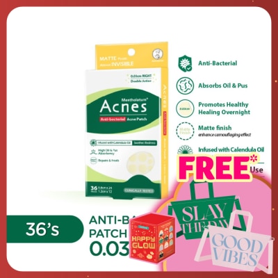MENTHOLATUM ACNES Anti-Bacterial Calendula Night Patch 36's