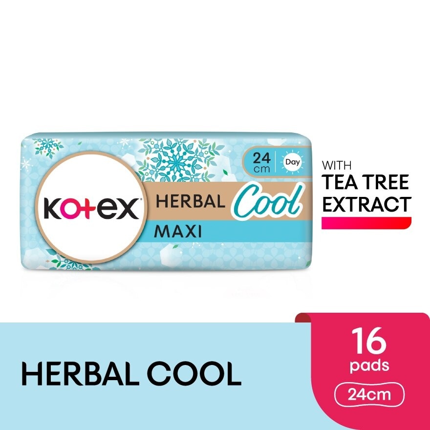 Herbal Cool Maxi Day Non Wing Pad 24cm (16s) - Sanitary Pad with Cooling Tea Tree Extract