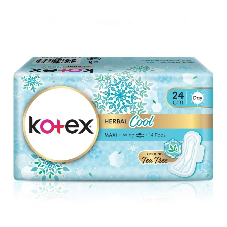 Herbal Cool Maxi Day Wing Pad 24cm (14s) - Sanitary Pad with Cooling Tea Tree Extract