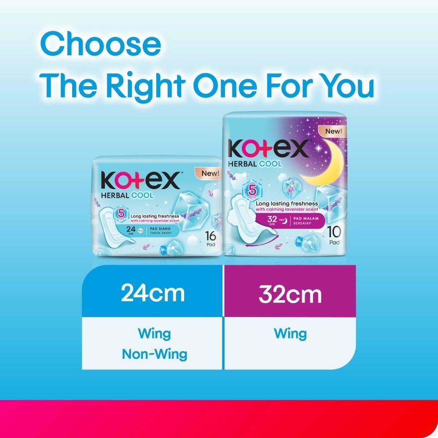 Herbal Cool Overnight Wing Pad 32cm (10s) Sanitary Pad with Calming Lavender Scent