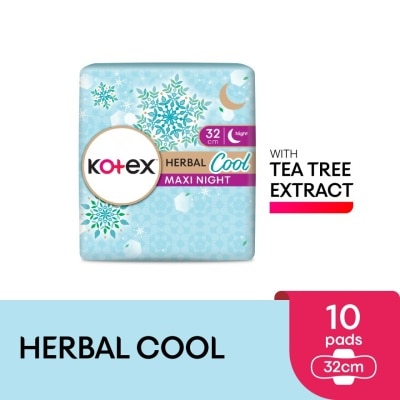 KOTEX Herbal Cool Overnight Wing Pad 32cm (10s) - Sanitary Pad with Cooling Tea Tree Extract