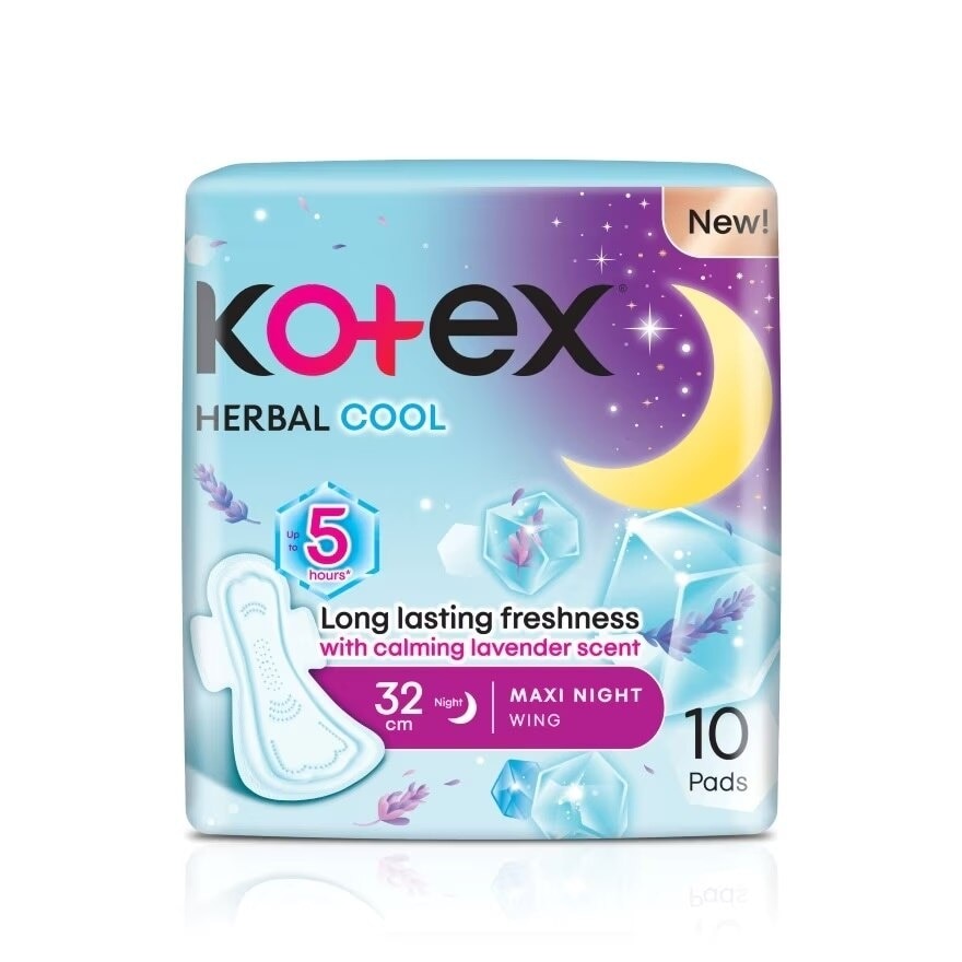 Herbal Cool Overnight Wing Pad 32cm (10s) Sanitary Pad with Calming Lavender Scent