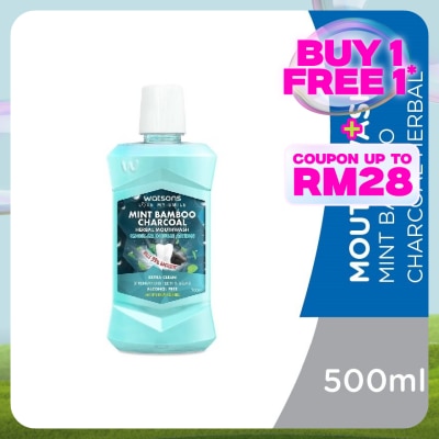 WATSONS Mint Bamboo Charcoal Herbal Mouthwash 500ML