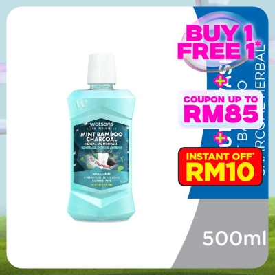 WATSONS Mint Bamboo Charcoal Herbal Mouthwash 500ML