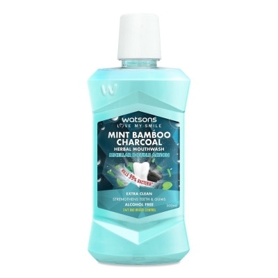 WATSONS Mint Bamboo Charcoal Herbal Mouthwash 500ML