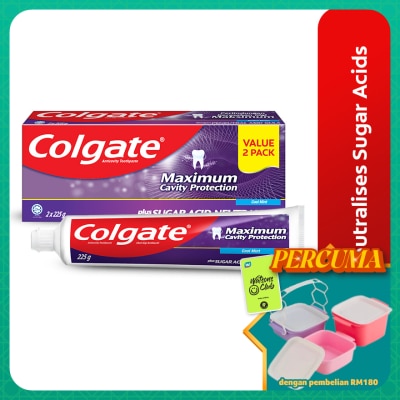 COLGATE - Colgate Sugar Acid Neutralizer Cool Mint Toothpaste (2x225g)