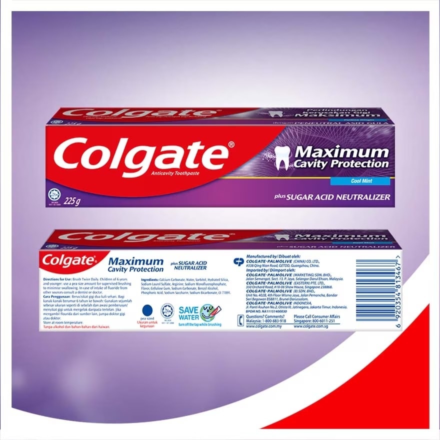 Colgate Sugar Acid Neutralizer Cool Mint Toothpaste (2x225g)