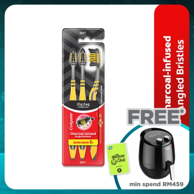 COLGATE Colgate ZigZag Charcoal Toothbrush Valuepack 3s (Soft)