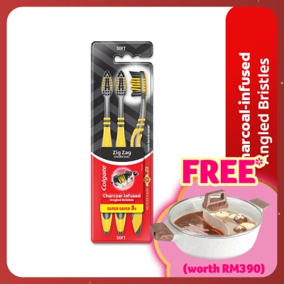 COLGATE Colgate ZigZag Charcoal Toothbrush Valuepack 3s (Soft)