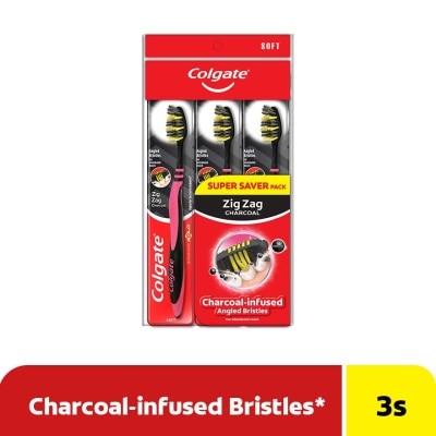 COLGATE ZigZag Charcoal Toothbrush 3s Super Saver (Soft)
