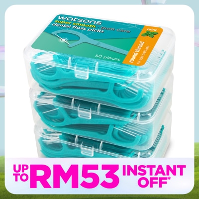 WATSONS Mint Round Dental Floss 50s x 3