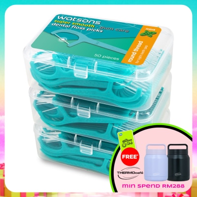 WATSONS - Mint Round Dental Floss 50s x 3