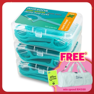 WATSONS Mint Round Dental Floss 50s x 3