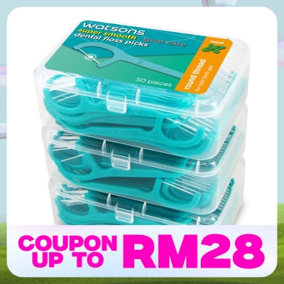 WATSONS Mint Round Dental Floss 50s x 3