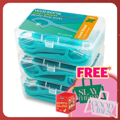 WATSONS Mint Round Dental Floss 50s x 3