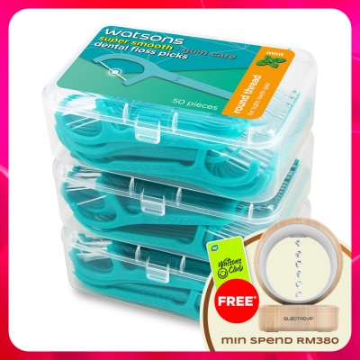 WATSONS - Mint Round Dental Floss 50s x 3
