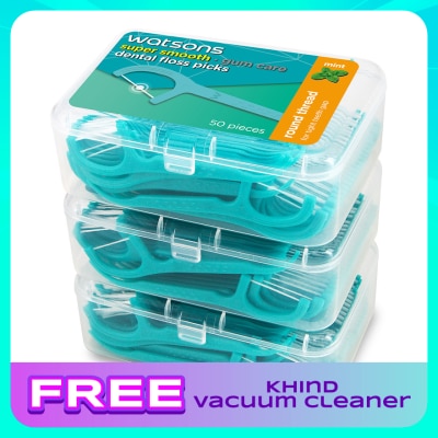 WATSONS Mint Round Dental Floss 50s x 3