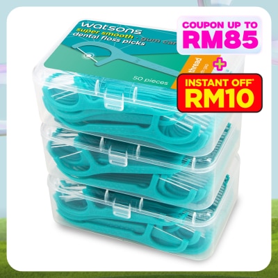 WATSONS Mint Round Dental Floss 50s x 3