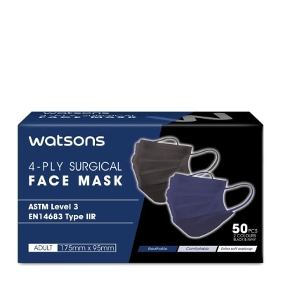 WATSONS 4-Ply Surgical Face Mask 50s Black & Denim blue