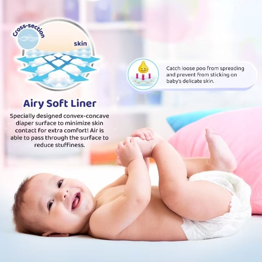 Merries Super Premium Tape Baby Diaper Super Jumbo pack (4-8kg) S 62s