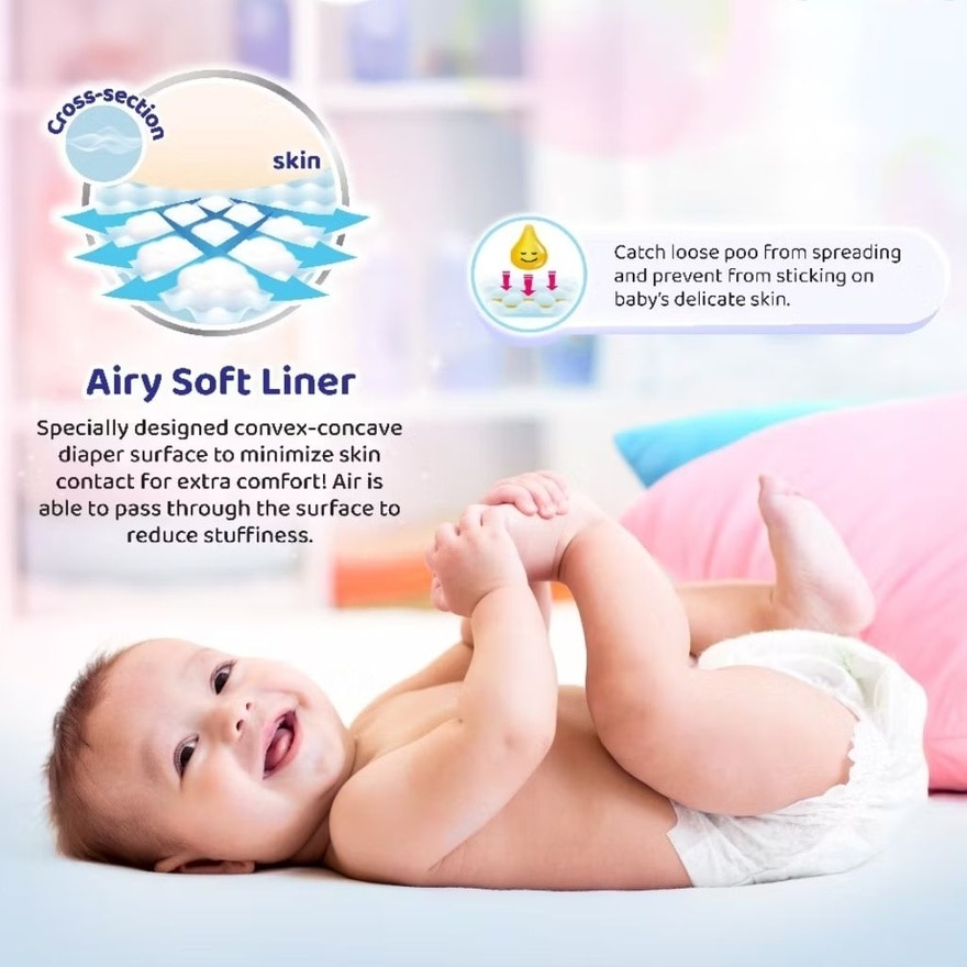 Merries Super Premium Tape Baby Diaper Super Jumbo pack (6-11kg) M 52s