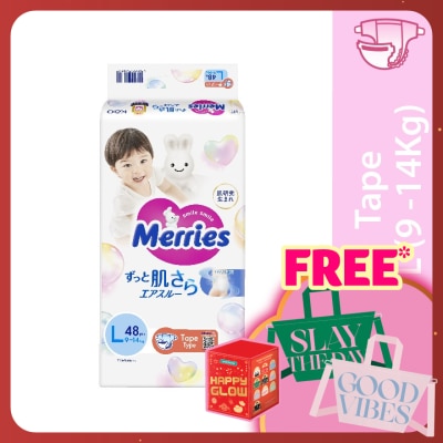 MERRIES Merries Super Premium Tape Baby Diaper Super Jumbo pack (9-14kg) L 48s