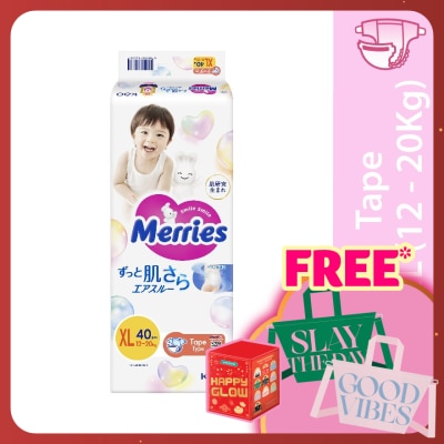 MERRIES Merries Super Premium Tape Baby Diaper Super Jumbo pack (12-20kg) XL 40s